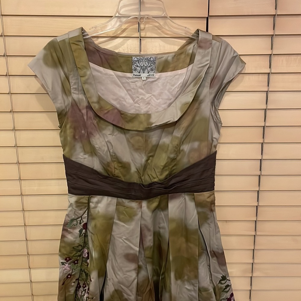 Floreat for Anthropologie Floral Embroidered Green Dress - Picture 5 of 14